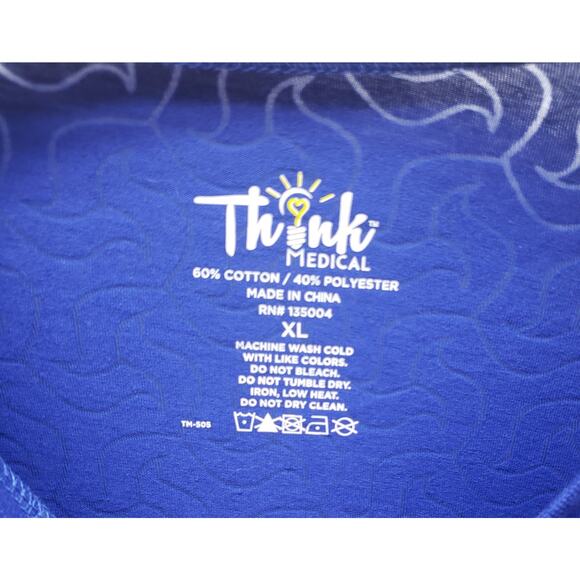 Think Medical Blue Cotton Blend Scrub Top XL Healthcare Uniform - Picture 3 of 8